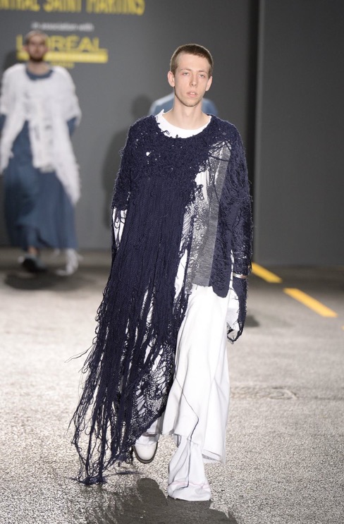 KIKO KOSTADINOV | Shredded robes with a muted blue palette and monastic feel.